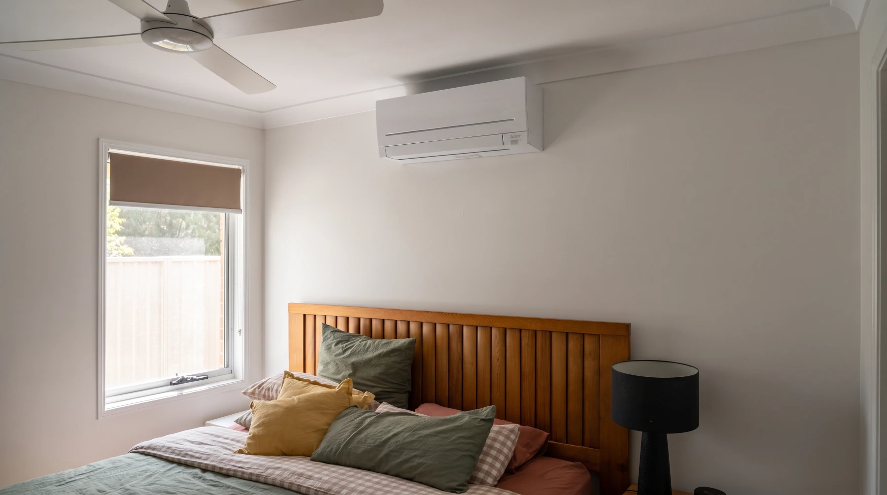 Split system air conditioning in a bedroom